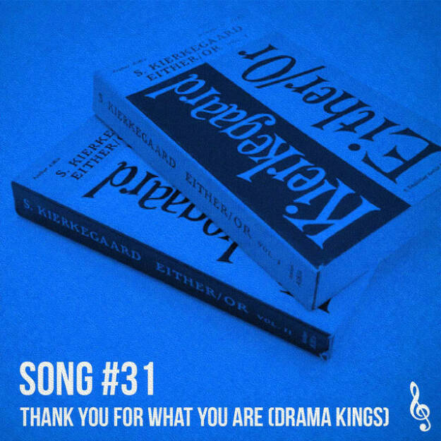 https://open.spotify.com/episode/40n5IemRNY94DfbOnPqYYA
Song #31: Thank you for what you are (Drama Kings) - <p>Song 31 ist aus dem Juli 2022 und eine Song-Skizze von dra auf Basis des Yamaha Montage mit Selbsteinschätzung &#34;Kaufhausmusik der 70er&#34;. Das Ganze produziert von Michi, also ein Mix der Drama Kings im 1st Take, die Version wird später mal durch eine verfeinerte Version ersetzt. Und Either/or auf dem Bild? Ja, das ist wichtig, wie die Nummer #31.</p> (17.07.2022) 