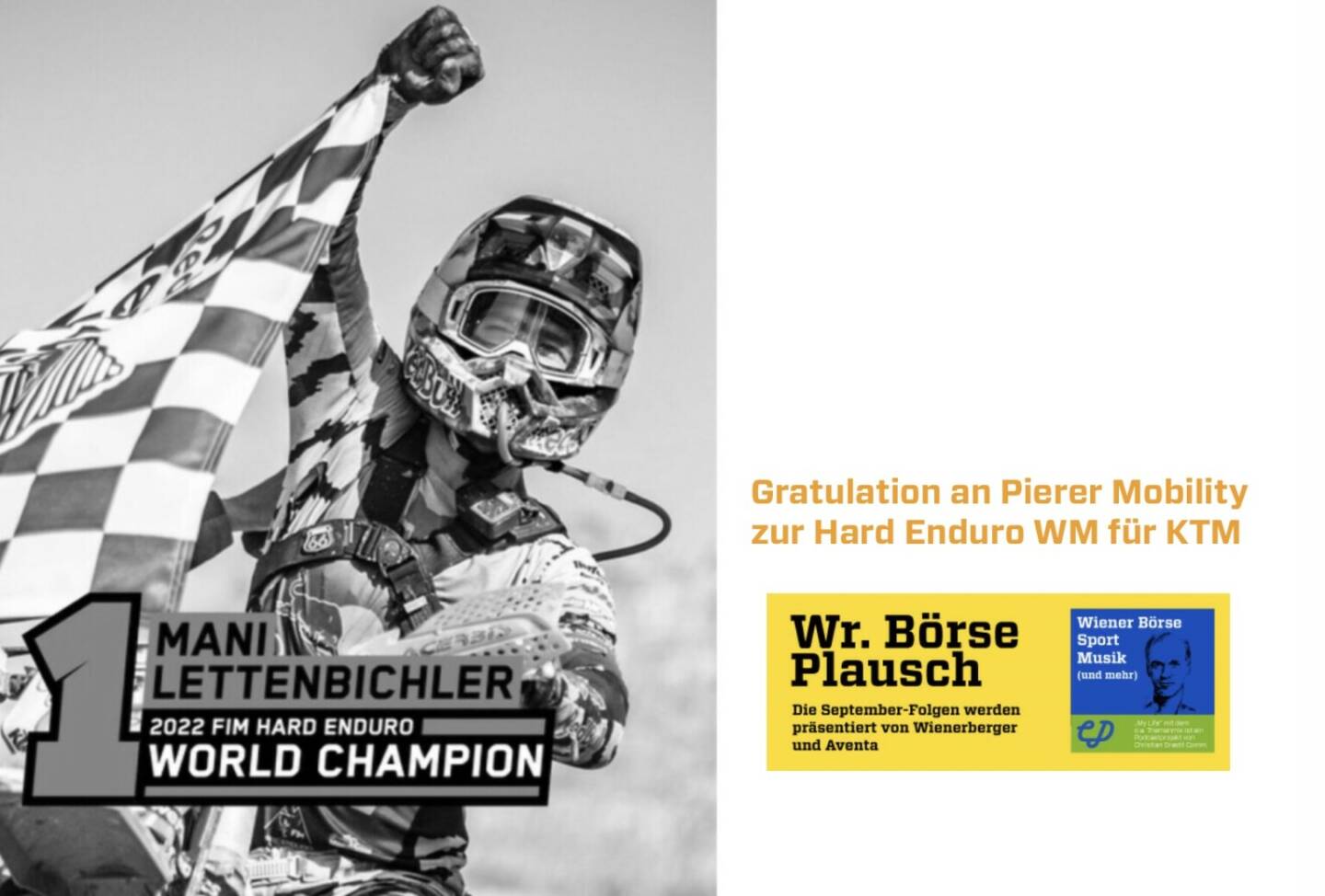 Gratulation an Pierer Mobility zur Hard Enduro WM für KTM. Dies und mehr in Folge S3/22 der Wiener Börse Pläusche im Rahmen von http://www.christian-drastil.com/podcast . 