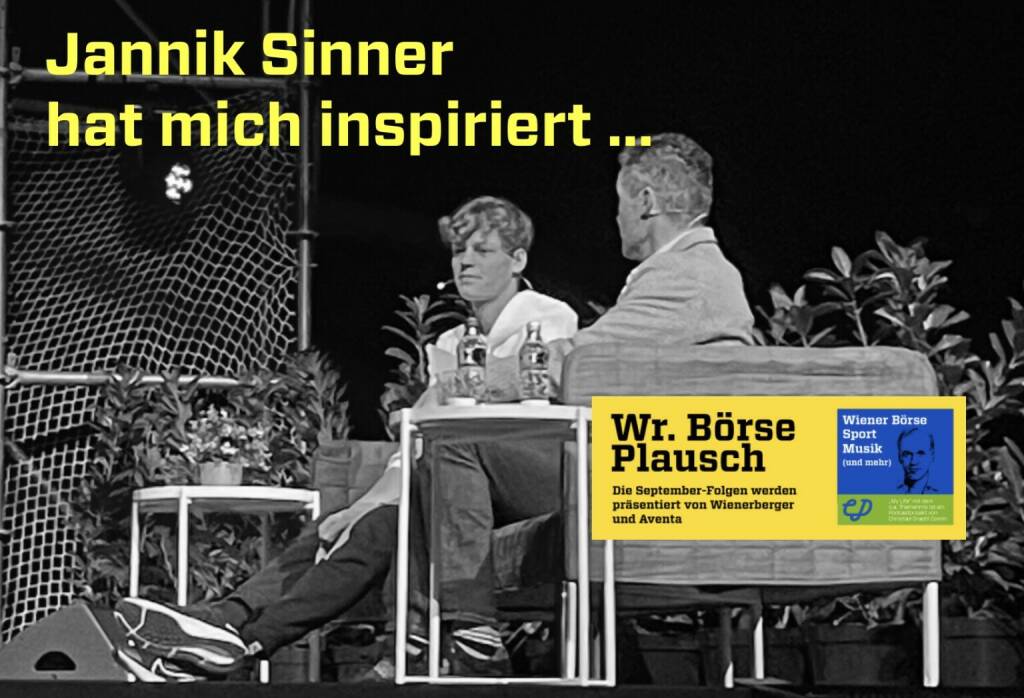 Jannik Sinner hat mich bei Fifteen Seconds Sports in der Stadthalle (im Rahmen der Erste Bank Open) sehr inspiriert. Dies und mehr in Folge S3/32 der Wiener Börse Pläusche im Rahmen von http://www.christian-drastil.com/podcast .  (25.10.2022) 