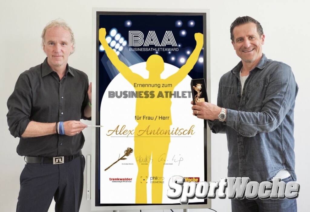 Initiator Christian Drastil gratuliert Business Athlete Alex Antonitsch . Podcast dazu: https://audio-cd.at/page/podcast/2910 (19.11.2022) 