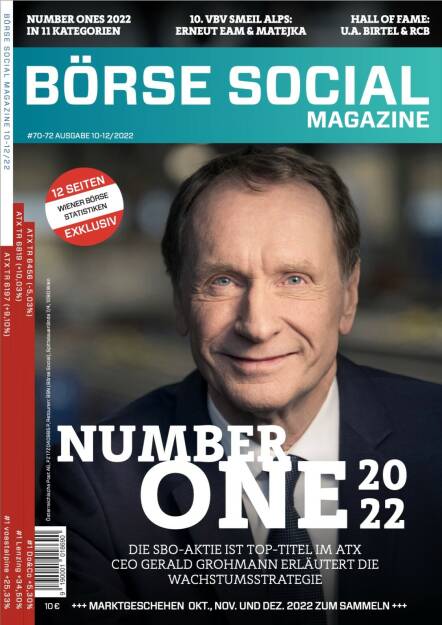 Magazine #70-72 - Number One 2022 - Die SBO-Aktie ist Top-Titel im ATX CEO Gerald Grohmann erläutert die Wachstumsstrategie (23.12.2022) 