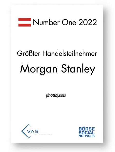Number One Größter Handelsteilnehmer: Morgan Stanley, © photaq (05.01.2023) 