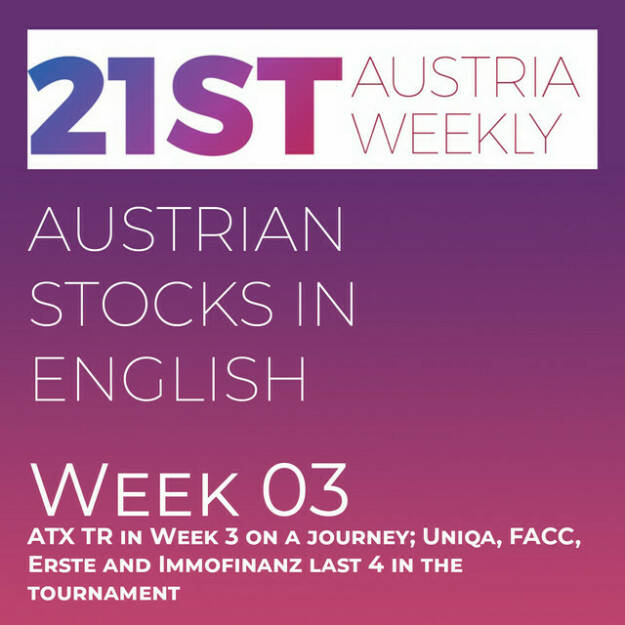 https://open.spotify.com/episode/6MJJlDQw3mjFL6L8i9ftlc
Austrian Stocks in English: ATX TR in Week 3 on a journey; Uniqa, FACC, Erste and Immofinanz last 4 in the tournament - <p>Welcome  to &#34;Austrian Stocks in English - presented by Palfinger&#34;, the english spoken weekly Summary for the Austrian Stock Market,  positioned every Sunday in the mostly german languaged Podcast &#34;Audio-CD.at Indie Podcasts&#34;- Wiener Börse, Sport Musik und Mehr“ . <br/><br/>Week 3 brought the first short journey of the ATX TR over 7000 points since seven Months. At the end of the week we saw profit takings, but ATX TR saved a small weekly plus of 0,22 percent to 6958 points. Best performer was SBO with a gain of 10 percent,  the last four of our 14th stock market tournament are Uniqa, FACC, Erste Group and Immofinanz. And News came from Kontron, Wolftank, Kapsch TrafficCom, Fabasoft, SBO, Andritz, CA Immo, Flughafen Wien and AT&amp;S, spoken by Allison. <br/><br/><a href=http://www.boerse-social.com/tournament target=_blank>http://www.boerse-social.com/tournament</a><br/><br/>Please rate my Podcast on Apple Podcasts (or Spotify): <a href=https://podcasts.apple.com/at/podcast/audio-cd-at-indie-podcasts-wiener-börse-sport-musik-und-mehr/id1484919130 target=_blank>https://podcasts.apple.com/at/podcast/audio-cd-at-indie-podcasts-wiener-börse-sport-musik-und-mehr/id1484919130</a> .And please spread the word : <a href=https://www.boerse-social.com/21staustria target=_blank>https://www.boerse-social.com/21staustria</a> - the address to subscribe to the weekly summary as a PDF.</p> (22.01.2023) 