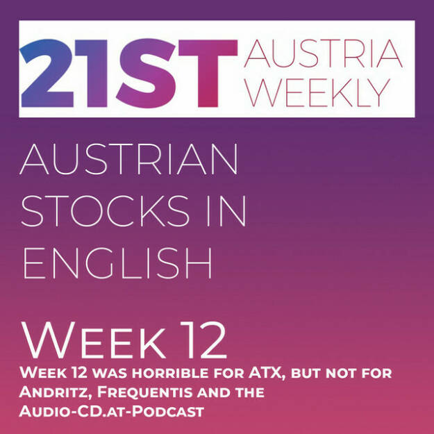 https://open.spotify.com/episode/3Zz43r1BJoSofVof34ugeo
Austrian Stocks in English: Week 12 was horrible for ATX, but not for Andritz, Frequentis and the Audio-CD.at-Podcast - <p>Welcome  to &#34;Austrian Stocks in English - presented by Palfinger&#34;, the english spoken weekly Summary for the Austrian Stock Market,  positioned every Sunday in the mostly german languaged Podcast &#34;Audio-CD.at Indie Podcasts&#34;- Wiener Börse, Sport Musik und Mehr“ .<br/><br/>The following script is based on our 21st Austria weekly and in Week 12 ATX TR turned into negative area when it comes to year to date performance. This weeks loss of 3,2 percent is also the new year to date status. Bawag, Raiffeisen and AT&amp;S performend worst this week, while Andritz and Frequentis could set new all time highs. Also this Podcast reached No.1 Position in Apple Podcast Charts Austria Investing.<br/><br/>News came from S Immo, Andritz, Pierer Mobility, CA Immo (2), Semperit, Andritz, voestalpine, Strabag and Newcomer Austriacard., spoken by the absolutely smart Alison.<br/><br/>Please rate my Podcast on Apple Podcasts (or Spotify): <a href=https://podcasts.apple.com/at/podcast/audio-cd-at-indie-podcasts-wiener-boerse-sport-musik-und-mehr/id1484919130 target=_blank>https://podcasts.apple.com/at/podcast/audio-cd-at-indie-podcasts-wiener-boerse-sport-musik-und-mehr/id1484919130</a> .And please spread the word : <a href=https://www.boerse-social.com/21staustria target=_blank>https://www.boerse-social.com/21staustria</a> - the address to subscribe to the weekly summary as a PDF.</p> (26.03.2023) 