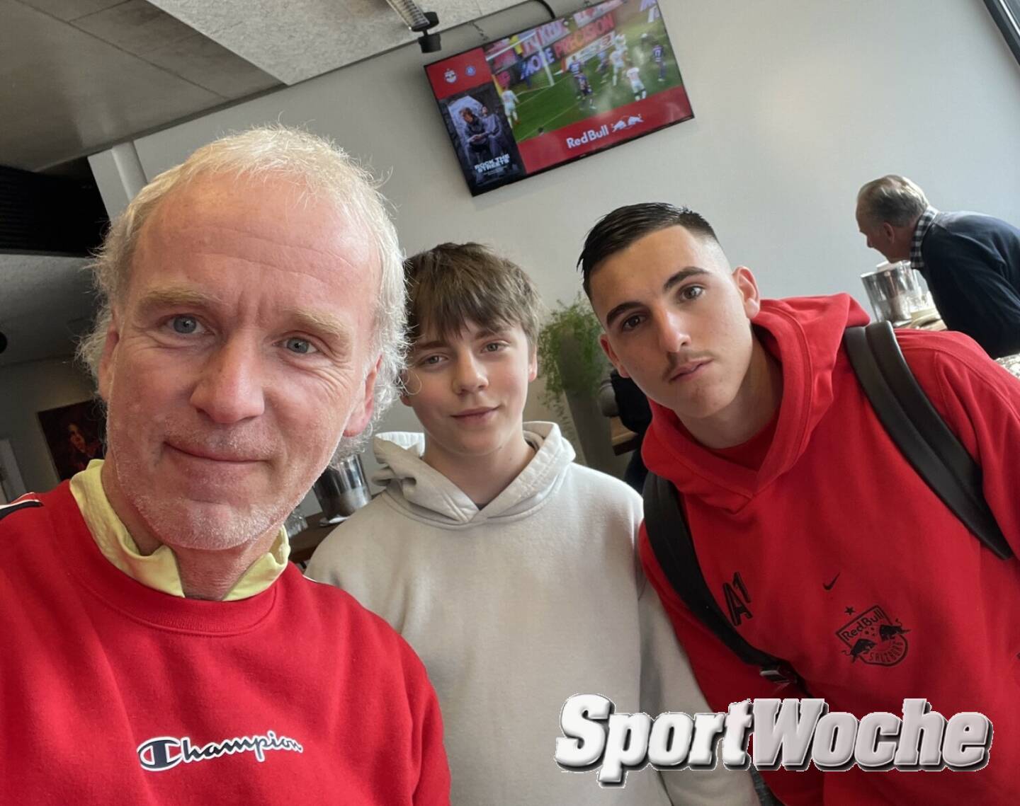 Mit Sohn Maxim und Oscar Gloukh in der Red Bull Arena