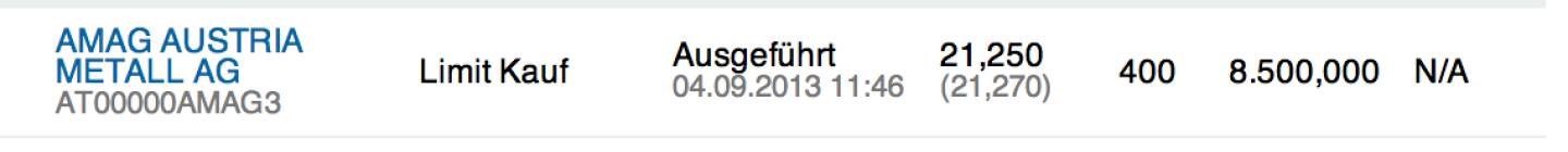 14. Trade für https://www.wikifolio.com/de/DRASTIL1-Stockpicking-sterreich: Kauf 400 Amag zu 21,25 : Kursrückgang auch wegen ATX-Aus,