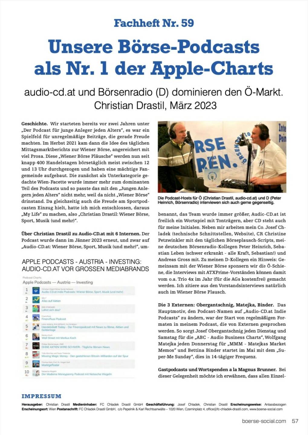 Fachheft Nr. 59 - Unsere Börse-Podcasts als Nr. 1 der Apple-Charts