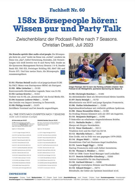 Fachheft Nr. 60 - 158x Börsepeople hören: Wissen pur und Party Talk (26.07.2023) 