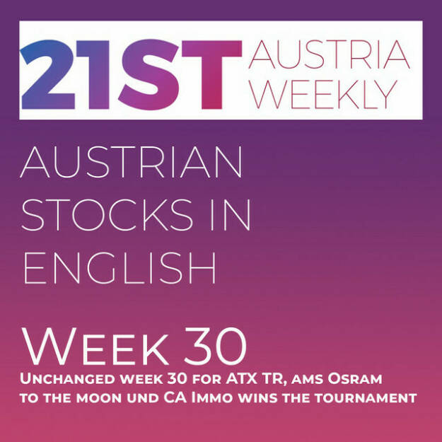 https://open.spotify.com/episode/0Nsqe5ktPMzOJAYJKqRTYl
Austrian Stocks in English: Unchanged week 30 for ATX TR, ams Osram to the moon und CA Immo wins the tournament - <p>Welcome  to &#34;Austrian Stocks in English - presented by Palfinger&#34;, the english spoken weekly Summary for the Austrian Stock Market,  positioned every Sunday in the mostly german languaged Podcast &#34;Audio-CD.at Indie Podcasts&#34;- Wiener Börse, Sport Musik und Mehr“ .<br/><br/>The following script is based on our 21st Austria weekly and Week 30 was an unchanged week for ATX TR with AT&amp;S on top of the list, while ams Osram gained 25 percent. CA Immo wins the 16th Stock Market Tournament in a competitive final against Zumtobel. News came from Cleen Energy, RHI Magnesita (2), Telekom Austria, Strabag, Andritz (3), Kapsch TrafficCom, Verbund (3) Amag, ams Osram, Marinomed, OMV and Palfinger. <br/><br/><a href=http://www.boerse-social.com/tournament target=_blank>http://www.boerse-social.com/tournament</a><br/><br/><a href=https://boerse-social.com/21staustria target=_blank>https://boerse-social.com/21staustria</a><br/><br/>Please rate my Podcast on Apple Podcasts (or Spotify): <a href=https://podcasts.apple.com/at/podcast/audio-cd-at-indie-podcasts-wiener-boerse-sport-musik-und-mehr/id1484919130 target=_blank>https://podcasts.apple.com/at/podcast/audio-cd-at-indie-podcasts-wiener-boerse-sport-musik-und-mehr/id1484919130</a> .And please spread the word : <a href=https://www.boerse-social.com/21staustria target=_blank>https://www.boerse-social.com/21staustria</a> - the address to subscribe to the weekly summary as a PDF.</p> (30.07.2023) 