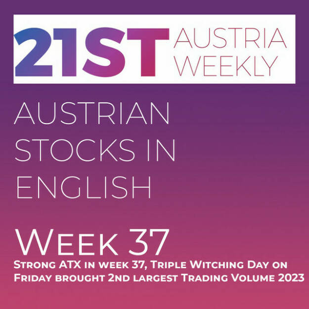 https://open.spotify.com/episode/3CvT7b71AWXjAXRXHS93H2
Austrian Stocks in English: Strong ATX in week 37, Triple Witching Day on Friday brought 2nd largest Trading Volume 2023 - <p>Welcome  to &#34;Austrian Stocks in English - presented by Palfinger&#34;, the english spoken weekly Summary for the Austrian Stock Market,  positioned every Sunday in the mostly german languaged Podcast &#34;Audio-CD.at Indie Podcasts&#34;- Wiener Börse, Sport Musik und Mehr“ .<br/><br/>The following Script ist based on our 21st Austria weekly: Week 37 was a good week for ATX TR, which climbed 1,24 percent. Triple witching day on Friday brought with 576 Mio. Euro the 2nd largest Trading Volume 2023. Next Monday we see the ATX comeback of Telekom Austria and on Friday the start of EuroTeleSites in the Prime Market. News came from Strabag, ams Osram, Telekom Austria, Rosenbauer, CA Immo, Wolftank, Agrana, voestalpine, Frequentis, Kontron, S Immo, Immofinanz and Lenzing. <br/><br/><a href=https://boerse-social.com/21staustria target=_blank>https://boerse-social.com/21staustria</a><br/><br/>Please rate my Podcast on Apple Podcasts (or Spotify): <a href=https://podcasts.apple.com/at/podcast/audio-cd-at-indie-podcasts-wiener-boerse-sport-musik-und-mehr/id1484919130 target=_blank>https://podcasts.apple.com/at/podcast/audio-cd-at-indie-podcasts-wiener-boerse-sport-musik-und-mehr/id1484919130</a> .And please spread the word : <a href=https://www.boerse-social.com/21staustria target=_blank>https://www.boerse-social.com/21staustria</a> - the address to subscribe to the weekly summary as a PDF.</p> (17.09.2023) 