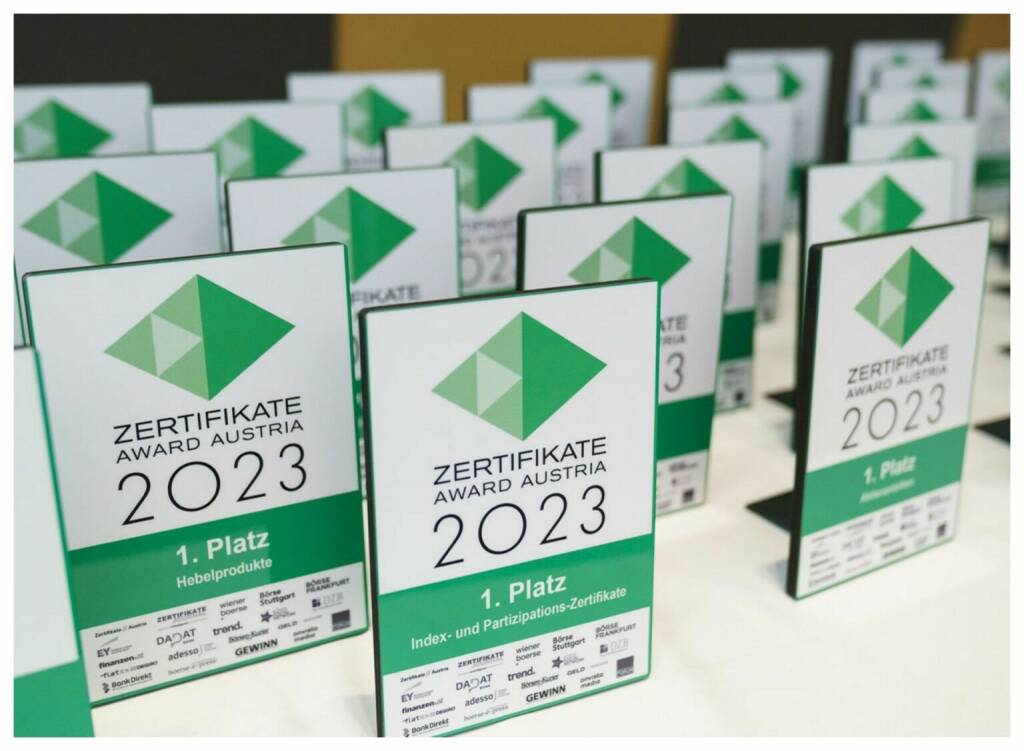 Zertifikate Awards, Trophäen, Foto-Credit: Martina Draper, © Aussendung (20.09.2023)