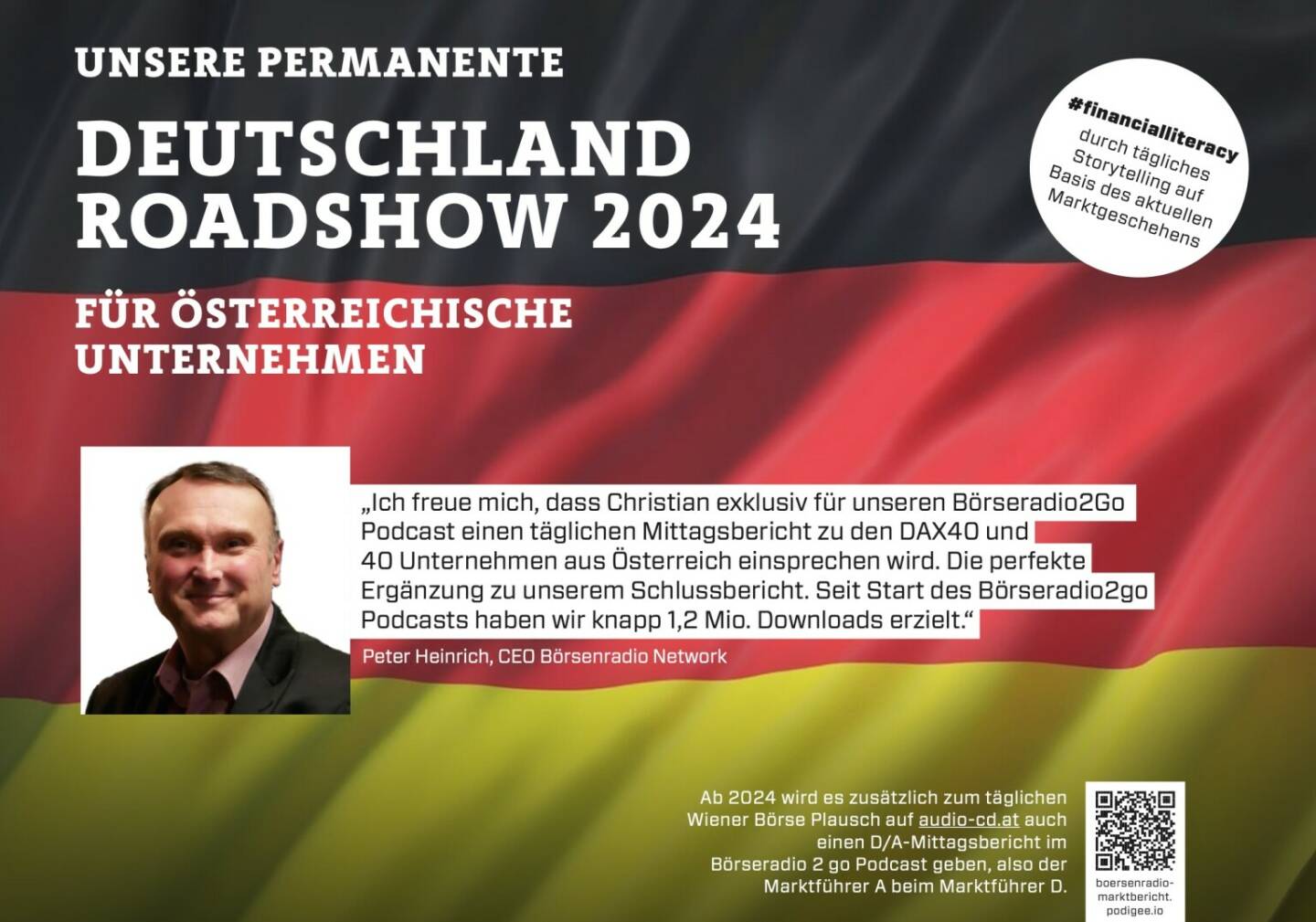 Gastgeber Peter Heinrich mit http://www.boersenradio.de bzw. https://boersenradio-marktbericht.podigee.io