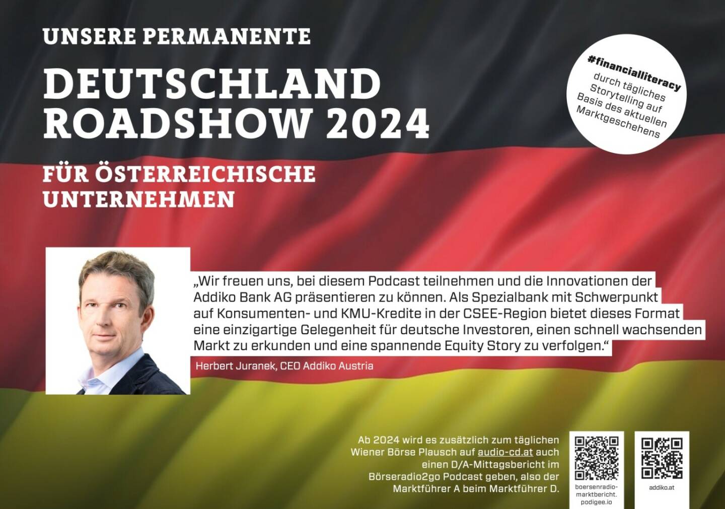 Herbert Juranek mit der Addiko Bank 2024 mit uns auf Deutschlandroadshow für https://boersenradio-marktbericht.podigee.io