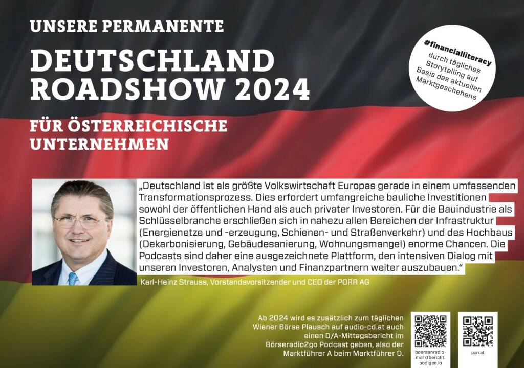 Karl-Heinz Strauss mit der Porr 2024 mit uns auf Deutschlandroadshow für https://boersenradio-marktbericht.podigee.io (24.11.2023) 