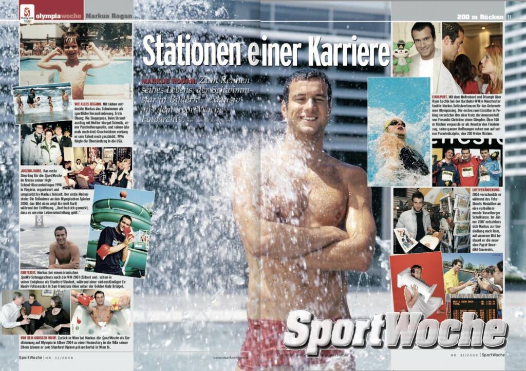 NÖ-Kalender der SportWoche, Tag 3: Markus Rogan ist mehrfacher NÖ-Sportler des Jahres, Österreichs Sportler des Jahres“ 2004, Ex-Welt- und Europarekordler 200 m Rücken, Europarekordler 200 m Lagen (jeweils Kurzbahn). Medaillen bei Großereignissen: 33 (10 Gold, 18 Silber, 5 Bronze) (03.12.2023) 