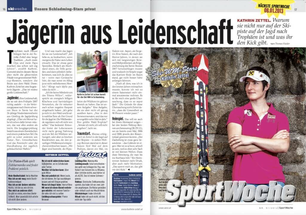 NÖ-Kalender der SportWoche, Tag 6: Kathrin Zettel war Sportlerin des Jahres in Niederösterreich, wurde 2009 Weltmeisterin in der Super-Kombination, holte zwei weitere WM- und eine Olympia-Medaille sowie 9 Weltcupsiege (06.12.2023) 