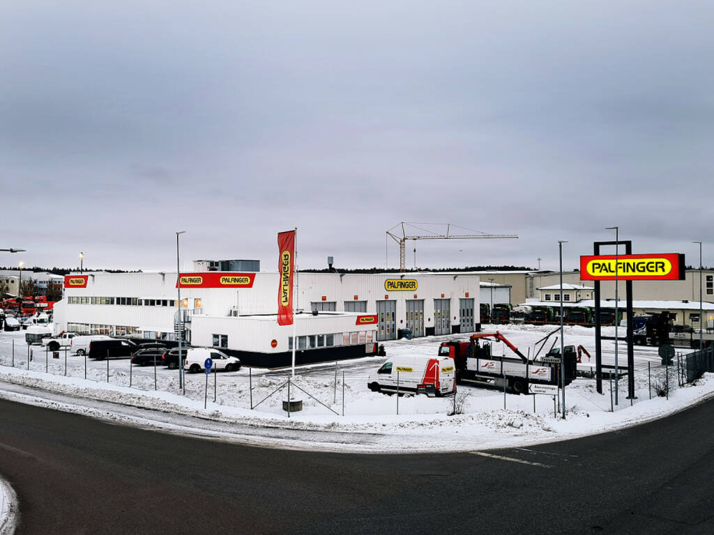 Der neue PALFINGER Sales- und Service-Standort in Jordbro, Schweden. Copyright:  PALFINGER, © Aussender (19.12.2023) 