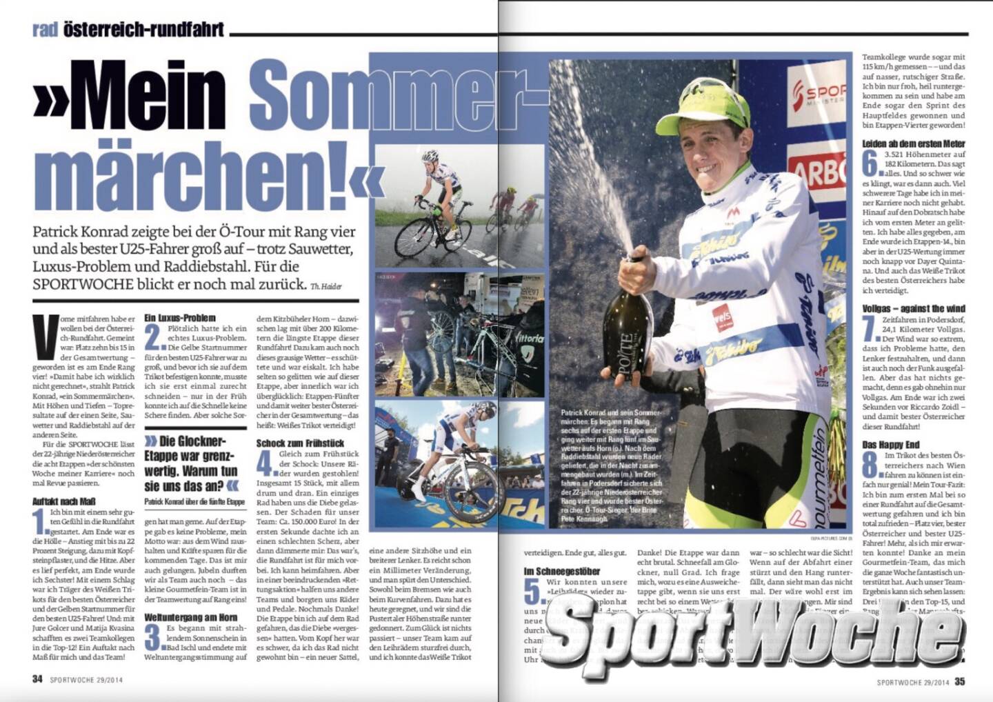 N&Ouml; Kalender der SportWoche, Tag 21: Patrick Konrad ist mehrfacher N&Ouml; Sportler des Jahres, war 2019 und 2021 &Ouml;sterreichischer Radsportler des Jahres, mehrfacher &Ouml;sterreichischer Meister und auf den grossen Rundfahrten der Welt auff&auml;lliger Akteur. Vater Wolfgang Konrad  (wurde von uns mit dem Business Athlete Award) ausgezeichnet ist Mr. VCM. 