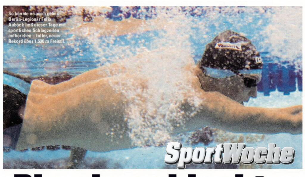 NÖ-Kalender der SportWoche; Tag 27: Felix Auböck war mehrfach unter den NÖ-Sportlern des Jahres. Auf seiner Homepage schreibt er: Seit ich vier Jahre bin, ist meine Heimat das Schwimmbecken. Von Bad Vöslau bin ich in die Welt geschwommen. Heute bin ich Weltmeister, dreifacher Olympiafinalist und Österreichs bester Schwimmer. Mein Weg ist aber noch lange nicht vorbei.  (27.12.2023) 