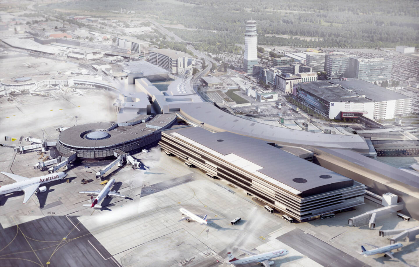 PORR, ORTNER und ELIN haben den Auftrag für die Süderweiterung des Flughafens gewonnen © Flughafen Wien