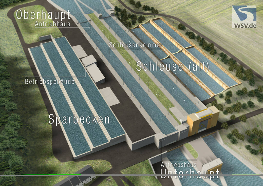 Strabag: Illustration Neubau der Schleuse in Kriegenbrunn, Bildnachweis: Wasserstraßen Neubauamt Aschaffenburg, © Aussendung (25.03.2024) 