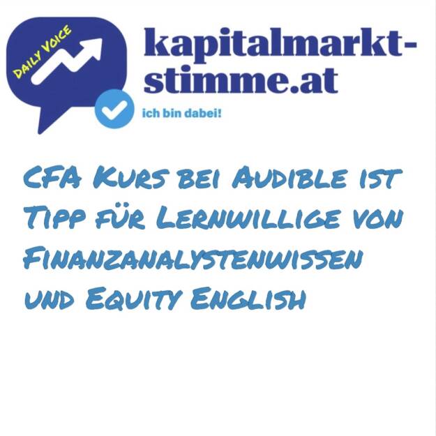 Episode 18/365 der kapitalmarkt-stimme.at daily voice auf audio-cd.at heute mit Spieldauer 8 Std. und 12 Min und 34-seitigem PDF auf Audible (Link in den Shownotes): https://audio-cd.at/page/podcast/6690
 CFA AudioLearn - Complete Audio Review for Chartered Financial Analyst Level One Exam. Kostenpflichtig, aber günstig und wertvoll, meine ich. Alleine schon das PDF mit den Formeln ist lässig. (18.01.2025) 