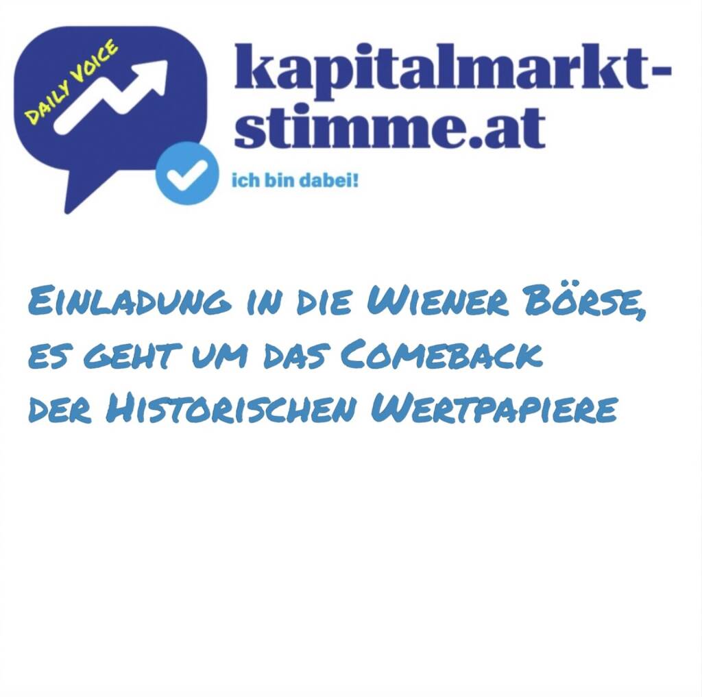 kapitalmarkt-stimme.at daily voice 72/365: Heinz Walter ist Obmann des Clubs Historische Wertpapiere mit Sitz in Wien und war davor u.a. 24 Jahre österreichischer Wirtschaftsdelegierter in insgesamt sechs Ländern. Der im Sommer 2023 gegründete Club Historische Wertpapiere für Sammler oder Wirtschaftsgeschichte-Interessesierte wird im April einen tollen Kennenlern-Auftritt in der Wiener Börse, Wallnerstrasse, haben. Alle Infos und Anmeldemodalitäten hier.
Anmelden: club@historische-wertpapiere.at
https://www.historische-wertpapiere.at
Heinz Walter Börsepeople: https://audio-cd.at/page/playlist/6286
Hören: 
https://audio-cd.at/page/podcast/6952 (14.03.2025) 