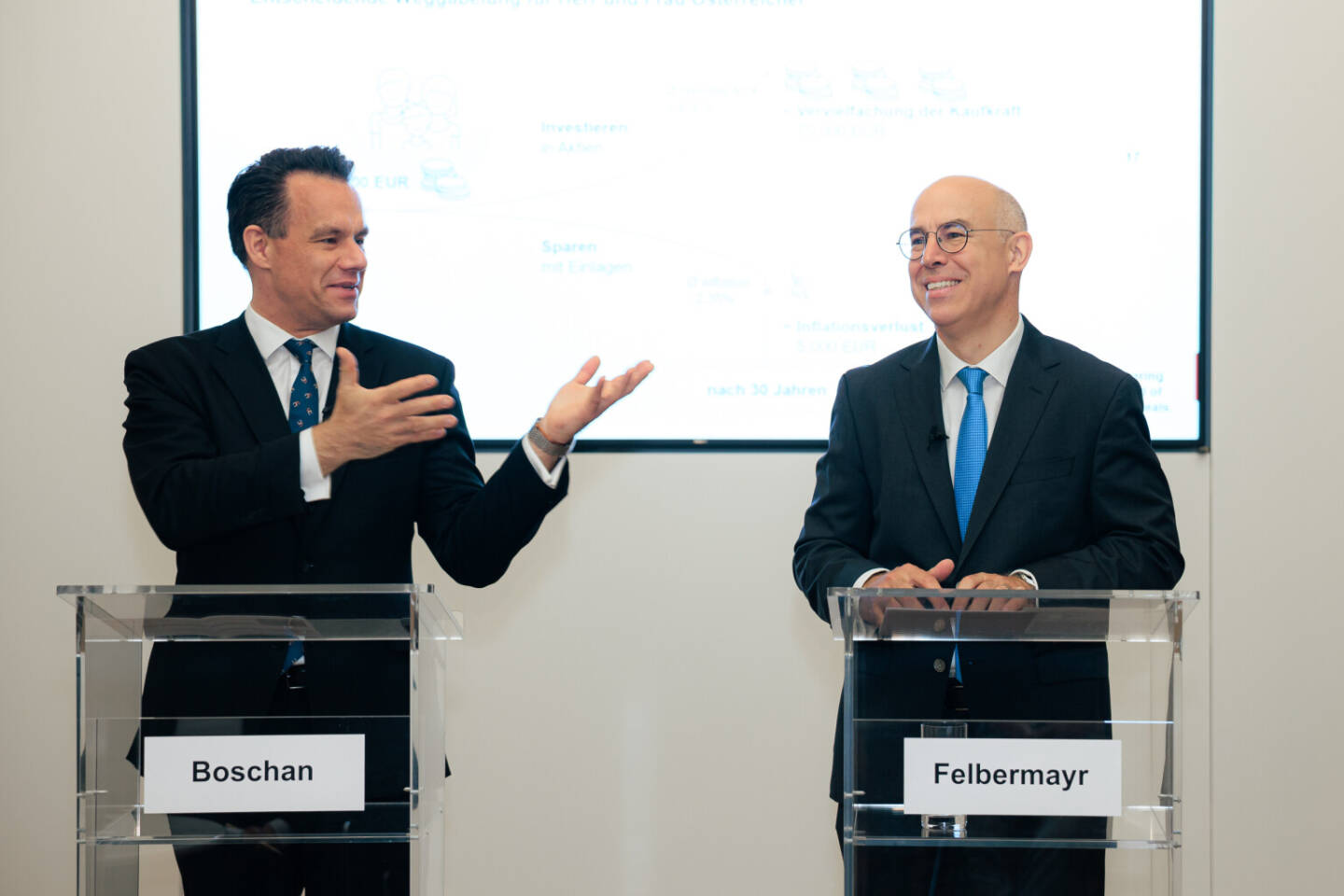 Wiener Börse Jahrespressegespräch 2025: Christoph Boschan (CEO Wiener Börse), Gabriel Felbermayr (Wifo-Direktor), Fotocredit: Alexander Felten