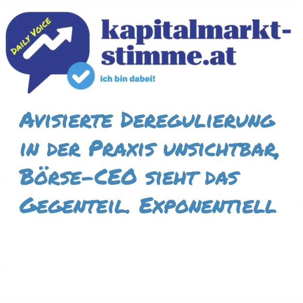 kapitalmarkt-stimme.at daily voice 128/365: Die Wiener Börse hatte diese Woche ihre Jahrespressekonferenz. Dankenswerterweise wurde mir da die Tonspur zur Verfügung gestellt und es werden daraus ein paar daily voices entstehen. Teil 2 ist wieder CEO Christoph Boschan und wieder geht es um einen markanten Aspekt: Die avisierte Deregulierung ist in der Praxis nicht sichtbar, das Gegenteil ist der Fall. Exponentiell. Und was ist eigentlich die Idee dahinter? Hören https://audio-cd.at/page/podcast/7251- http://www.wienerborse.at  (09.05.2025)