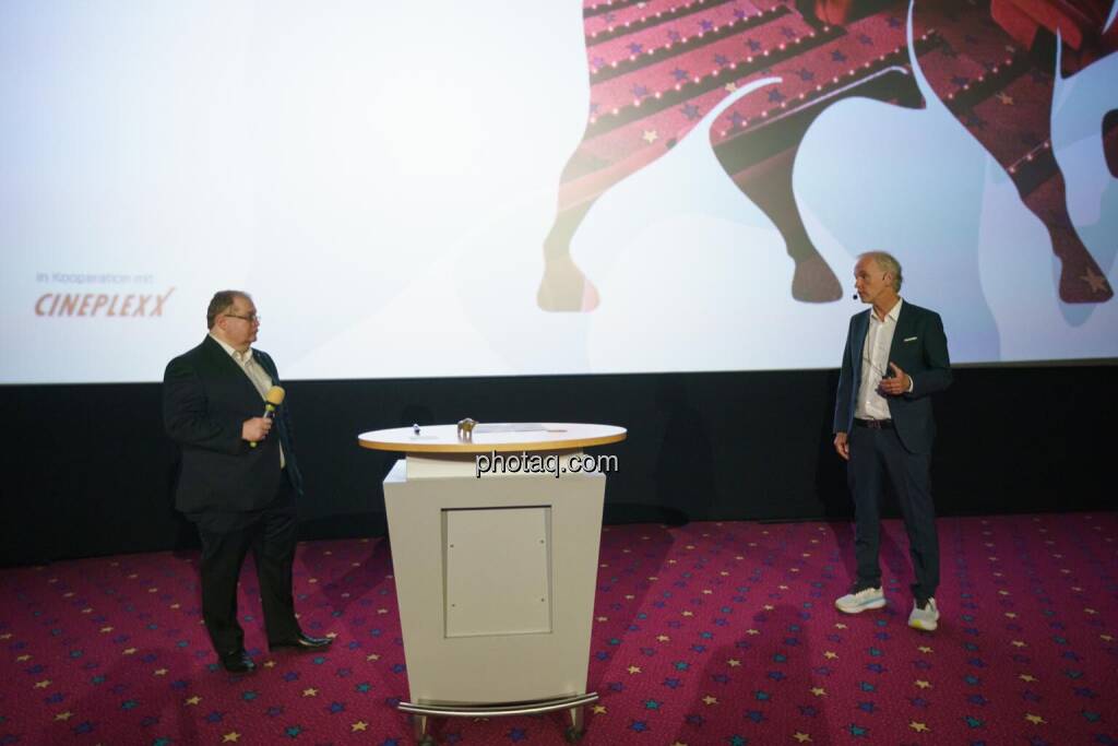 1. Aktientag von Börse Social und Börse Express im Cineplexx Kino, Gregor Rosinger (Rosinger Group), Christian Drastil (Börse Social, kapitalmarkt-stimme.at) (14.05.2025) 