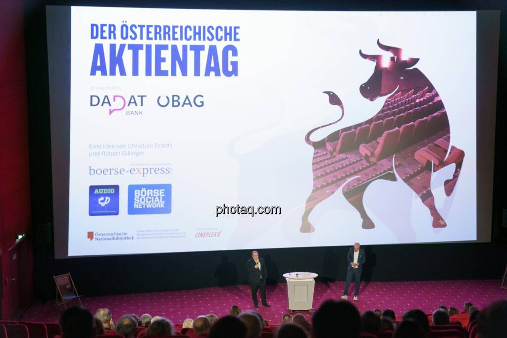 1. Aktientag von Börse Social und Börse Express im Cineplexx Kino, Gregor Rosinger (Rosinger Group), Christian Drastil (Börse Social, kapitalmarkt-stimme.at) (14.05.2025) 