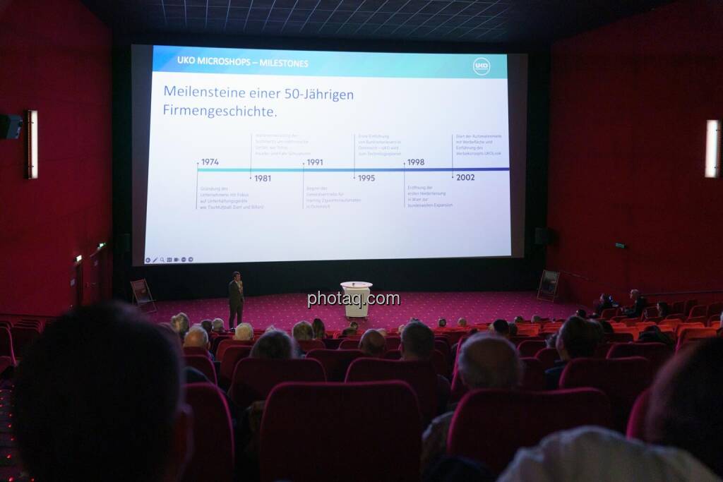 1. Aktientag von Börse Social und Börse Express im Cineplexx Kino, Präsentation UKO Microshops, CEO Moritz Unterkofler (14.05.2025) 