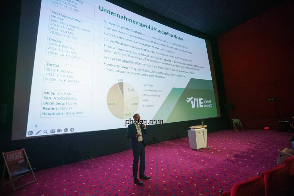 1. Aktientag von Börse Social und Börse Express im Cineplexx Kino, Präsentation Flughafen Wien AG, Bernd Maurer (IR) (14.05.2025) 