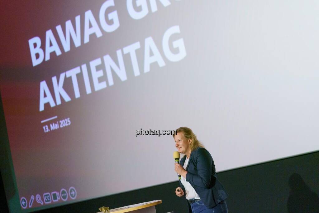 1. Aktientag von Börse Social und Börse Express im Cineplexx Kino, Präsentation BAWAG, Jutta Wimmer (IR) (14.05.2025) 