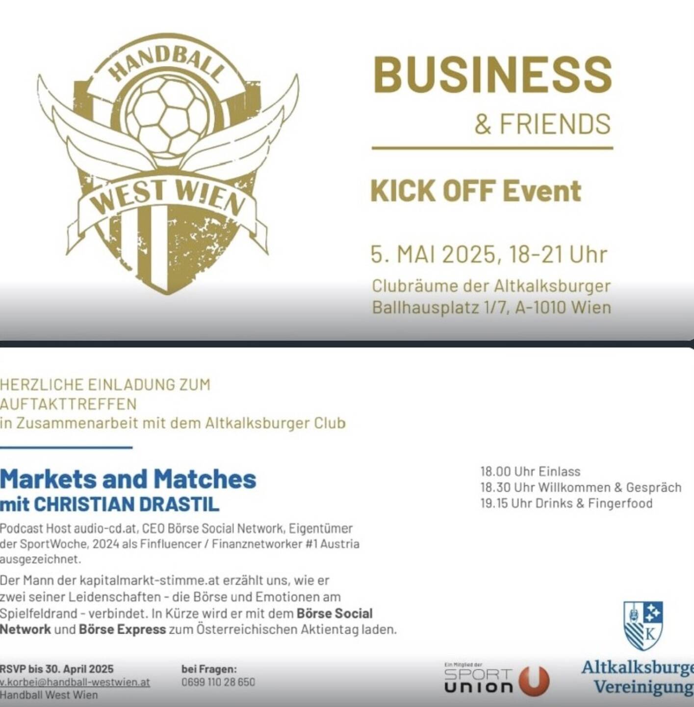 Kick Off Event Business & Friends Handball West Wien
