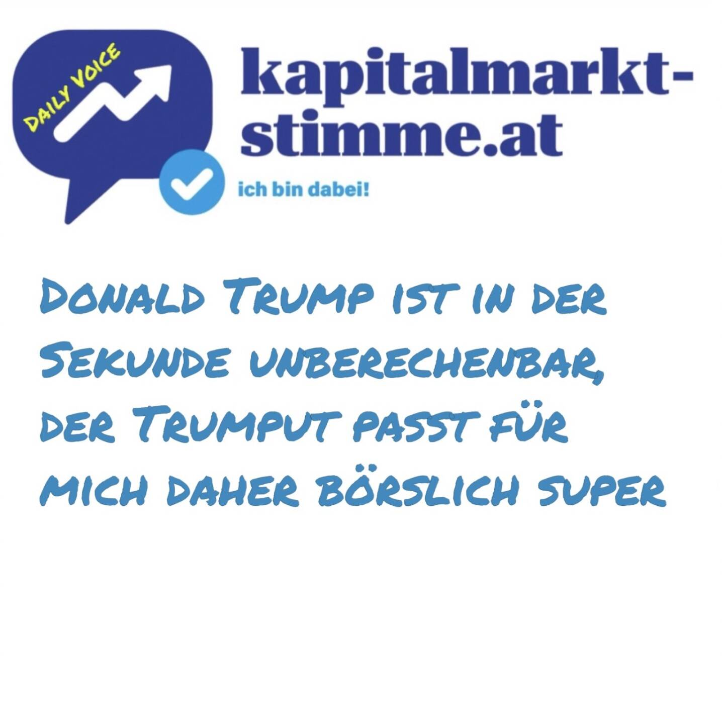 kapitalmarkt-stimme.at daily voice 144/365: Was ich mit Trumput meine und wie ich das einsetze dieser Tage, erzähle ich in dieser Folge, es ist ein Mix aus Absicherung und Chance auf Spontangewinne, weil Trump eben Trump ist. https://audio-cd.at/page/podcast/7325