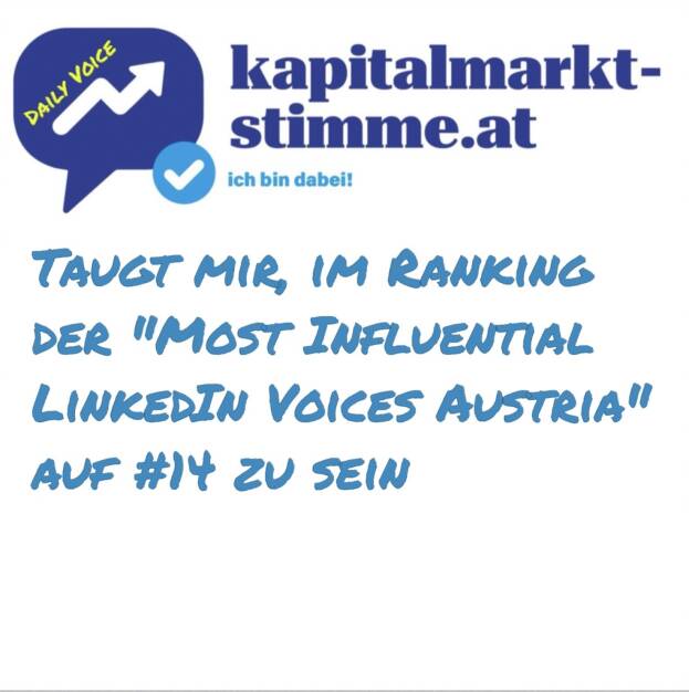 kapitalmarkt-stimme.at daily voice 153/365: Antony Martini aus Luxemburg hat Austria’s Top 200 most influential LinkedIn Voices in Finance and Web3 genannt und da bin ich auf Nr. 14, was mich sehr freut. Antony meint: These 200 voices are shaping the future of finance in Austria and beyond. They lead startups, scale innovation, publish insights, and build bridges across the ecosystem. From Vienna to Vorarlberg, and from academia to the metaverse. They demystify complex trends, champion regulatory clarity, drive adoption, and empower thousands with knowledge, leadership, and community. Auf Rang 1: Franz Gasselsberger, CEO der Oberbank. Börse-Chef Christoph Boschan ist auf Rang 5. Dabei auch zahlreiche Gründer und CEOs aus dem Krypto- sowie Banken-Bereich.
https://www.linkedin.com/in/christiandrastil/
https://audio-cd.at/page/podcast/7381 (03.06.2025) 