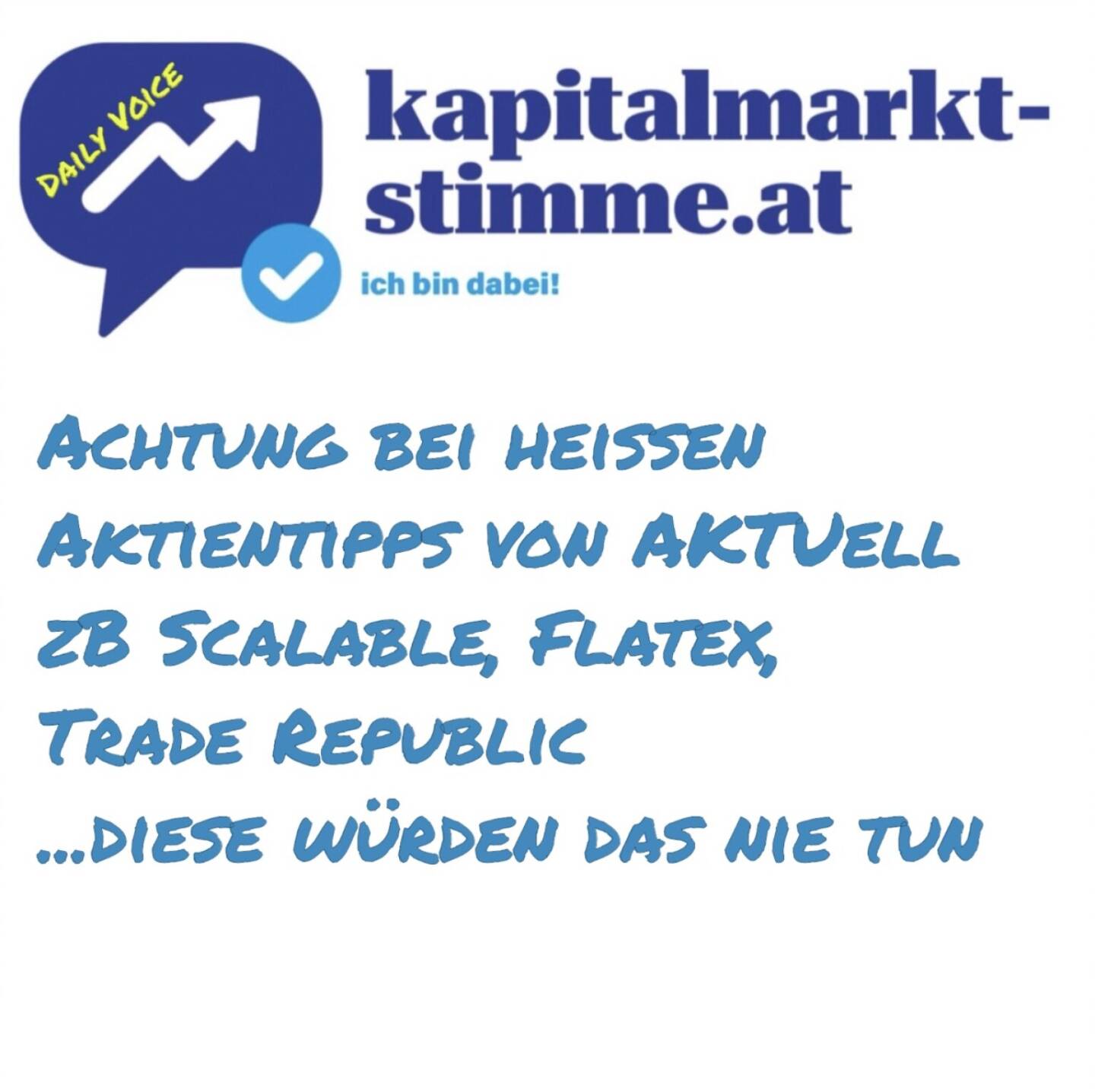 kapitalmarkt-stimme.at daily voice 155/365: Momentan haben wir eine massive Welle von Corporate Identitätsklau, vor allem auf Instagram und Facebook wimmelt es davon. Betroffen vor allem Broker, aber auch Leute wie zB Gerald Hörhan. https://audio-cd.at/page/podcast/7394
Börsepeople Fiona Springer: https://audio-cd.at/page/podcast/7274
Börsepeople Gerald Hörhan: https://audio-cd.at/page/podcast/5017


