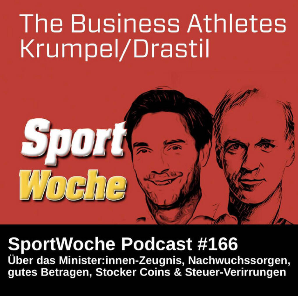 https://open.spotify.com/episode/06fhinznp94HsWagw8pu7o
SportWoche Podcast #166: Bernhard Krumpel & Me über das MinisterInnen-Zeugnis, Nachwuchssorgen, gutes Betragen und Stocker Coins - <p>In Folge 4 besprechen Bernhard Krumpel und Christian Drastil ein paar Schulnoten (Peter Hanke, Gerhard Karner, Beate Meinl-Reisinger) für die Regierung incl. Betragensnoten (nur wenige Ausrutscher). Es geht auch um Sport mit Fussball vs. Radwegen, um Nachwuchssorgen, Social Media, Merchandising wie Stocker Coins, Vorarlberg,  Propagandasteuern vs. Vermögenssteuern und Zwentendorf. <br>
<br>
Bisherige Folgen: <a href=https://audio-cd.at/search/krumpel target=_blank>https://audio-cd.at/search/krumpel</a><br>
<a href=http://www.krumpel.at target=_blank>http://www.krumpel.at</a><br>
<br>
About: Bernhard Krumpel hat eine sportpsychologische Ausbildung absolviert, war Pressesprecher bei Grosskonzernen und in der Politik. Er ist Gerichtssachverständiger für Kommunikation, PR und Medien am HG Wien bzw. Lektor an der Webster Private University Vienna sowie der FH St. Pölten. Gemeinsam wollen wir Business Athletes sein und mit durchaus sportlichem Wording analysieren, was die neue Regierung mit ihrem grossen Kader bewerkstelligen kann. <br>
<br>
Die SportWoche Podcasts sind presented by Instahelp: Psychologische Beratung online, ohne Wartezeit, vertraulich & anonym. Nimm dir Zeit für dich unter <a href=https://instahelp.me/de/ target=_blank>https://instahelp.me/de/</a> .<br>
<br>
Die Marke, Patent, Rechte und das Archiv der SportWoche wurden 2017 von Christian Drastil Comm. erworben, Mehr unter <a href=http://www.sportgeschichte.at target=_blank>http://www.sportgeschichte.at</a> . Der neue SportWoche Podcast ist eingebettet in „ Wiener Börse, Sport, Musik (und mehr)“ auf <a href=http://www.christian-drastil.com/podcast target=_blank>http://www.christian-drastil.com/podcast</a> und erscheint, wie es in Name SportWoche auch drinsteckt, wöchentlich. Bewertungen bei Spotify oder Apple machen mir Freude: <a href=http://www.audio-cd.at/spotify target=_blank>http://www.audio-cd.at/spotify</a> , <a href=http://www.audio-cd.at/apple target=_blank>http://www.audio-cd.at/apple</a> .<br>
<br>
Unter <a href=http://www.sportgeschichte.at/sportwochepodcast target=_blank>http://www.sportgeschichte.at/sportwochepodcast</a> sieht man alle Folgen, auch nach Hörer:innen-Anzahl gerankt.<br>
</p> (21.06.2025) 