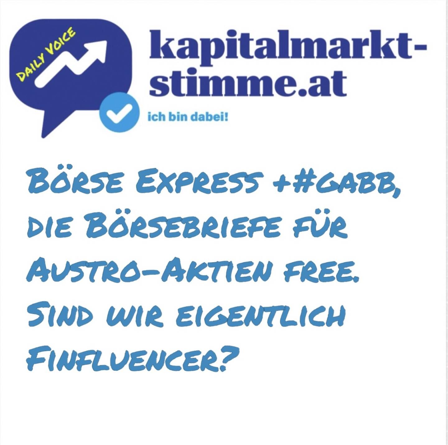 Episode 196/365 der kapitalmarkt-stimme.at daily voice auf audio-cd.at. Heute zu Mittag traf ich Robert Gillinger vom Börse Express, beide haben wir - jeder für sich - ca. 4200 Börsebrief-Ausgaben versandt. Bei Robert Börse Express täglich seit Ende der Nuller Jahre, bei mir Börse Express von 2002 bis 2012 und #gabb seit 2018. Was ist drin, wie kann man bestellen und sehen wir uns als Finfluencer?  Hören: https://audio-cd.at/page/podcast/7583
Boersepeople Robert Gillinger: https://audio-cd.at/page/podcast/3374
Info Börse Express: robert.gillinger@boerse-express.com
Info #gabb: christian.drastil@boerse-social.com
