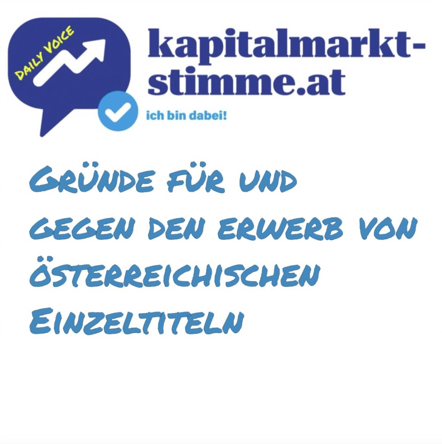 - Episode 195/365 der kapitalmarkt-stimme.at daily voice auf audio-cd.at. Was sind die Gründe für und gegen den Erwerb von österreichischen Einzeltiteln? Den analytischen Job machte Thomas Schwabl von Marketagent, Inputs von Gunter Deuber (Raiffeisen Research) und mir sind eingebaut. Die Idee dazu kam von kapitalmarkt-stimme.at . Hören: https://audio-cd.at/page/podcast/7580
Geldgespräch Schwabl/Deuber/Drastil vom Aktientag Langversion: https://audio-cd.at/page/podcast/7577/
Boersepeople Thomas Schwabl: https://audio-cd.at/page/podcast/6794