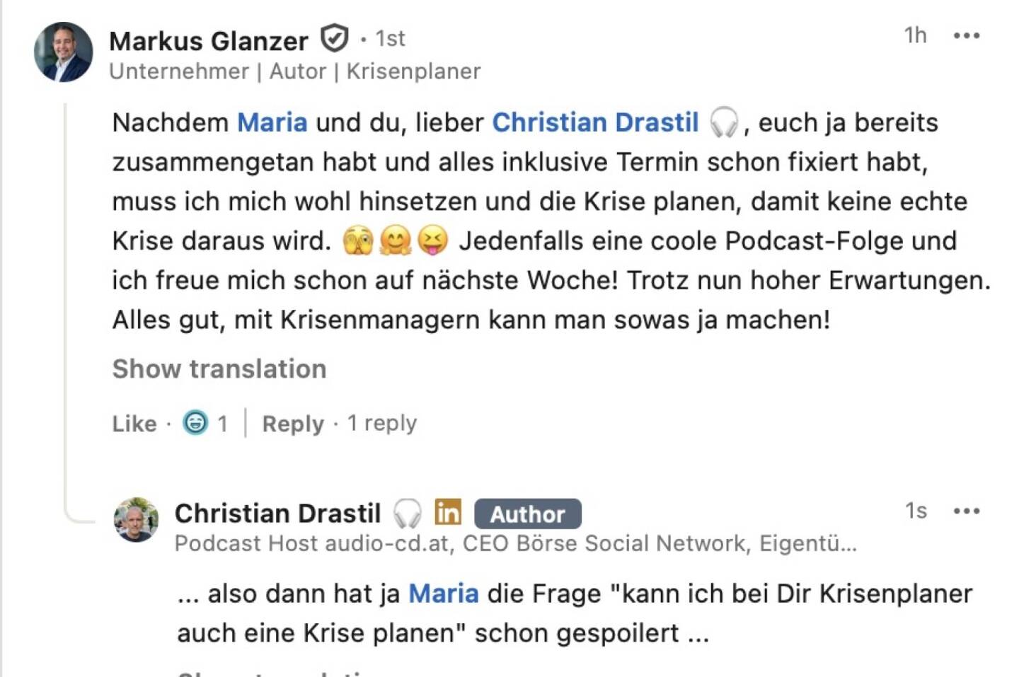 bezogen auf https://audio-cd.at/page/podcast/7638/ Maria Kral-Glanzer