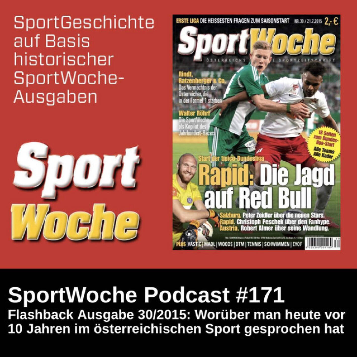 https://open.spotify.com/episode/7FbHBwc57hhJwxhTEpWFnn
SportWoche Podcast #171:  Rapid - die Jagd auf Red Bull und die Idee der persönlichen Glaspokale für Sportfans - <p>Am 4.8.2015 ist die letzte Ausgabe der SportWoche gedruckt worden.  Also die Einstellung des Produkts ist dieser Tage 10 Jahre her. Ich habe 2017 die Markenrechte, Patent und das Archiv erworben, seither etliche Cover im Original Style gemacht und zwei ganze Sondernummern gestaltet. Nun möchte ich verstärkt im Archiv kramen und historische Nummern mit Gästen für Podcasts durchblättern. Zeitzeugen oder Fans können sich auf diese Art exklusiv eine Ausgabe sichern, diese gibt es zwar nicht in Print als Give Away (weil ich die Sammlung nur in Buchform habe), aber wir schicken ein Layout an einen Partnershop und dieser sendet dann wiederum eine individualisierte Glastrophäe zu, die im Style des Podcast-Icons ist. Wir werden auch auf einer Landing-Page veröffentlichen, wer sich die jeweilige Ausgabe per Podcast gesichert hat. <br>
Die Aufnahme kann bis zu 30 Minuten lang sein. Freilich kann man sich eine Ausgabe als Presenter auch ohne Podcast sichern und nur die Glastrophäe nehmen, das ist dann entsprechend günstiger und ich spreche die Folge alleine ein.<br>
<br>
Pricing unter christian.drastil@sportgeschichte.at , ab dem 4.8. geht es los.<br>
<br>
Heute blättere ich für einen Podcast mal alleine die Ausgabe 30/2015 durch, also heute vor 10 Jahren, es ist die drittletzte Printausgabe gewesen. <br>
<br>
Die Marke, Patent, Rechte und das Archiv der SportWoche wurden 2017 von Christian Drastil Comm. erworben, Mehr unter <a href=http://www.sportgeschichte.at target=_blank>http://www.sportgeschichte.at</a> . Der neue SportWoche Podcast ist eingebettet in „ Wiener Börse, Sport, Musik (und mehr)“ auf <a href=http://www.christian-drastil.com/podcast target=_blank>http://www.christian-drastil.com/podcast</a> und erscheint, wie es in Name SportWoche auch drinsteckt, wöchentlich. Bewertungen bei Spotify oder Apple machen mir Freude: <a href=http://www.audio-cd.at/spotify target=_blank>http://www.audio-cd.at/spotify</a> , <a href=http://www.audio-cd.at/apple target=_blank>http://www.audio-cd.at/apple</a> .<br>
<br>
Unter <a href=http://www.sportgeschichte.at/sportwochepodcast target=_blank>http://www.sportgeschichte.at/sportwochepodcast</a> sieht man alle Folgen, auch nach Hörer:innen-Anzahl gerankt.<br>
</p>