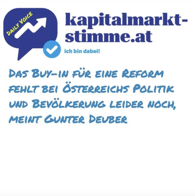 Episode 217/365 der kapitalmarkt-stimme.at daily voice auf audio-cd.at: Gunter Deuber, Head of Raiffeisen Research, sieht politisch mittlerweile die richtigen Themen auf der Agenda. Ein Buy-in für eine Reform fehle aber noch. Dies sowohl in der Politik als auch in der Bevölkerung. Es brauche konsistente Reformpolitik über Jahre. Dringend. Wir reden auch über die Themen KI, Flat Tax, Industrie und Banken. Bei diesen Kosten bräuchte der Standort mehr Qualität. https://audio-cd.at/page/podcast/7684 (05.08.2025) 