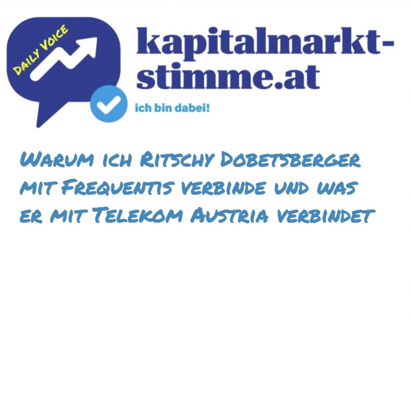 Episode 227/365 der kapitalmarkt-stimme.at daily voice auf audio-cd.at. In Folge 8 des Podcasts Inside Umbrella by wikifolio spreche ich mit Richard Dobetsberger auch über Frequentis. Und im Abspann hier über die Telekom Austria.
https://audio-cd.at/page/podcast/7721