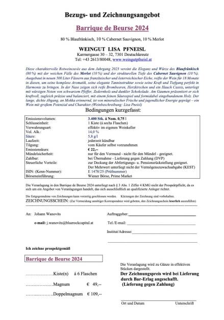 Zeichnungsschein Barrique de Beurse 2024  (30.08.2025) 
