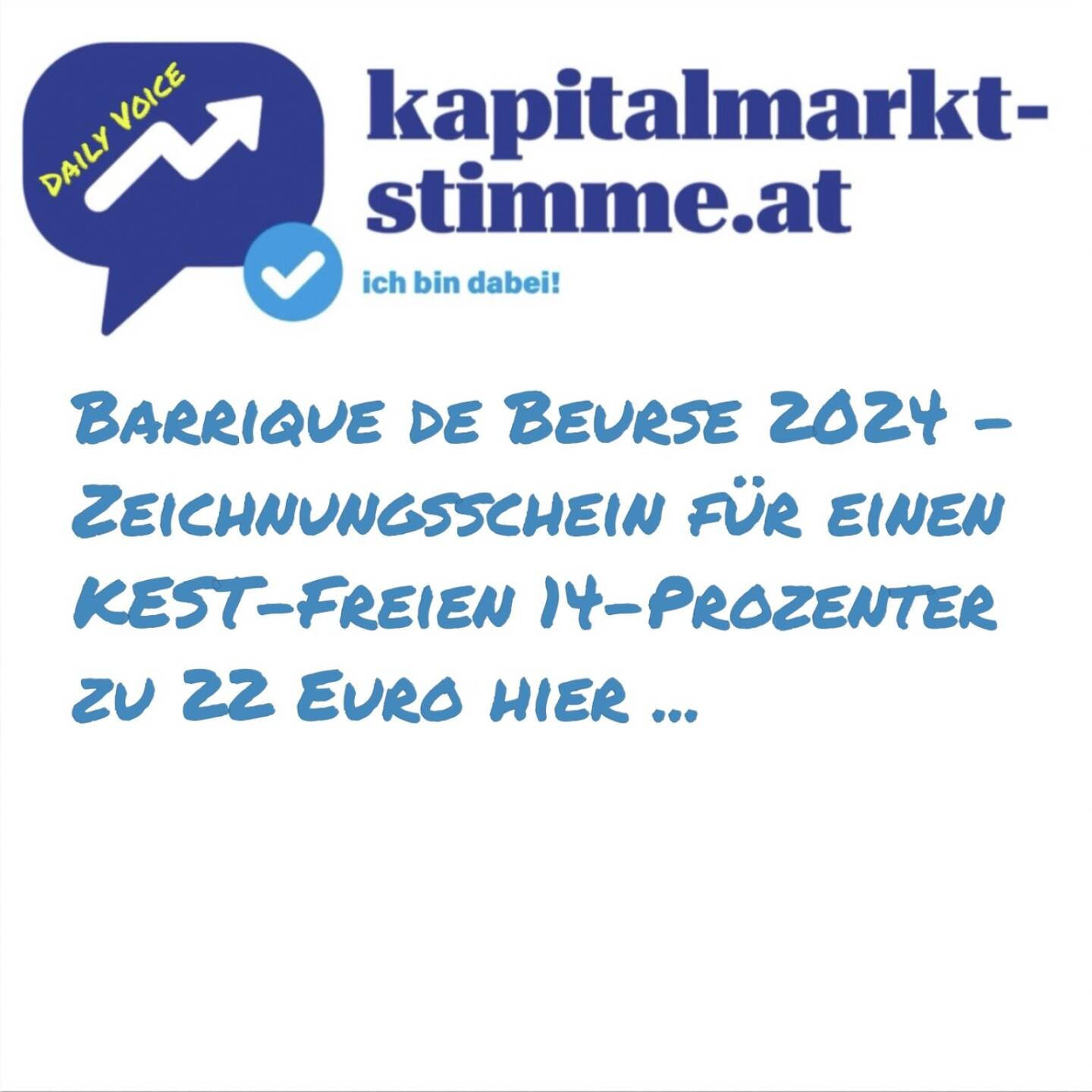 Episode 242/365 der kapitalmarkt-stimme.at daily voice auf audio-cd.at. Der Barrique de Beurse 2024 ist da, der Zeichnungsschein für einen 14-Prozenter zu 22 Euro hier verlinkt. Die Emission war eine Co-Produktion von Hans Wanovits und dem Weingut Pfneisl, gesegnet ist der Tropfen von Dompfarrer Toni Faber. 
https://audio-cd.at/page/podcast/7784
Fotos: https://flic.kr/s/aHBqjCsjL8
Zeichnungsschein für Bestellungen hier: https://www.photaq.com/page/pic/98018

Unser Ziel: Kapitalmarkt is coming home. Täglich zwischen 19 und 20 Uhr.

kapitalmarkt-stimme.at daily voice Playlist auf spotify: http://www.kapitalmarkt-stimme.at/spotify
http://www.kapitalmarkt-stimme.at
Musik: Steve Kalen: https://open.spotify.com/artist/6uemLvflstP1ZerGCdJ7YU
Playlist 30x30 (min.) Finanzwissen pur: http://www.audio-cd.at/30x30

Bewertungen bei Apple (oder auch Spotify) machen mir Freude: http://www.audio-cd.at/apple http://www.audio-cd.at/spotify

