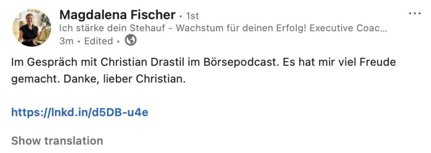 Bezogen auf https://audio-cd.at/page/podcast/7804/ Magdalena Fischer