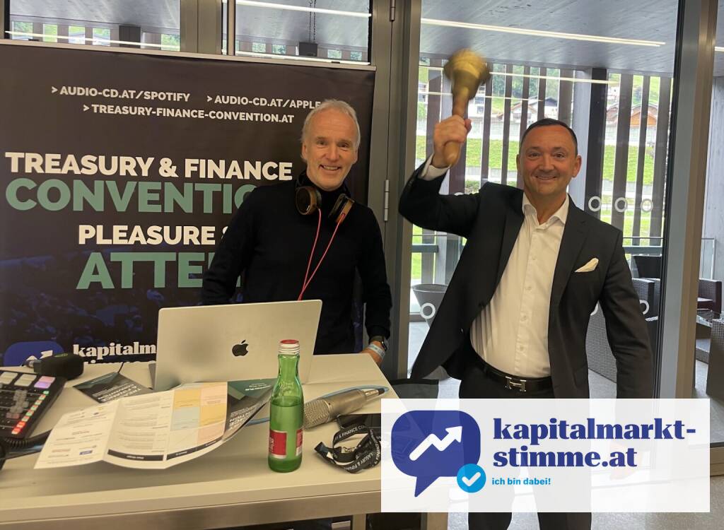 Michael Juen (SLG Treasury, re.) mit der Opening Bell für die #tfc25 und im Podcast (10.09.2025) 