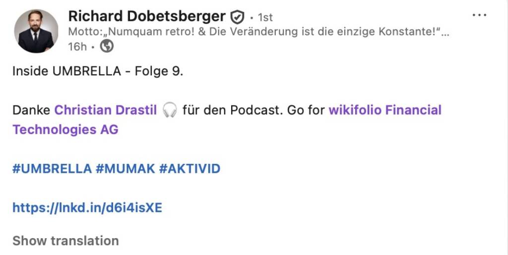 Bezogen auf https://www.audio-cd.at/page/podcast/7829 Inside Umbrella (12.09.2025) 